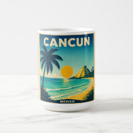 Caneca De Café Cancun Vintage Travel Poster Mug