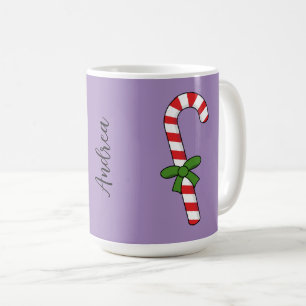 Caneca De Café Candy Cane com Faixa Verde Adicione seu nome