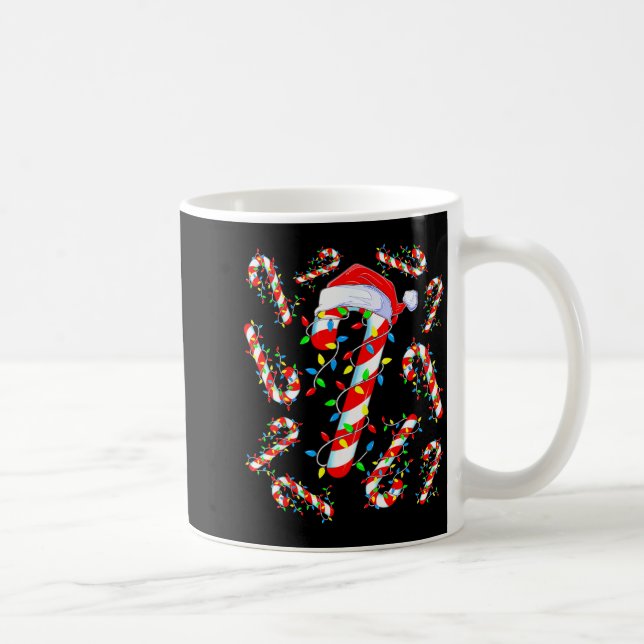 Caneca De Café Candy Cane Crew Red And White Santa Funny Christma (Direita)