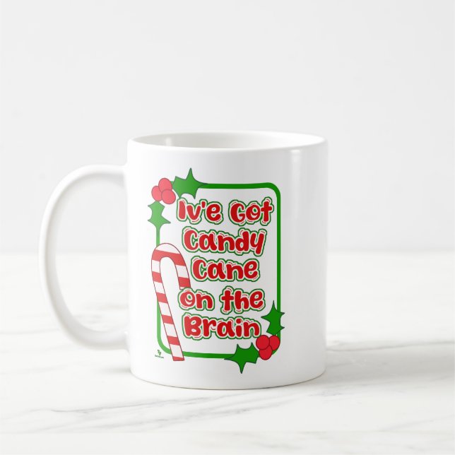 Caneca De Café Candy Cane de Natal em Alegria de Férias Cerebrais (Esquerda)