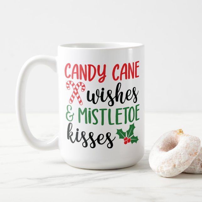 Caneca De Café Candy Cane Deseja e Mistura Kisses (Com Donut)