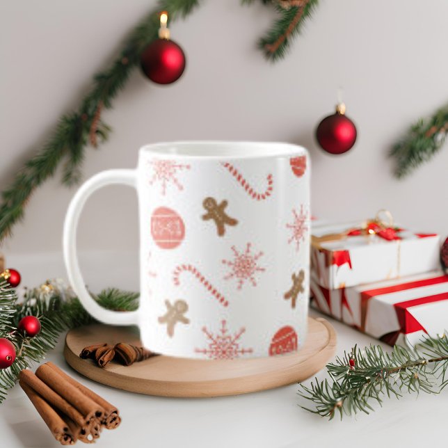 Caneca De Café Candy Cane Gingerbird Man Snowflake Mug (Criador carregado)