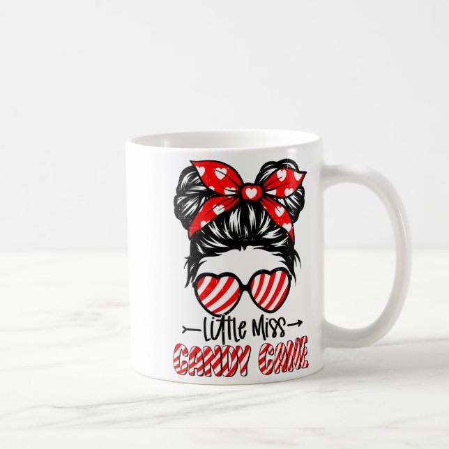 Caneca De Café Candy Cane Messy Bun Girl Christmas Xmas Holiday G (Direita)