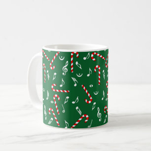 Caneca De Café Candy Cane Music Notes