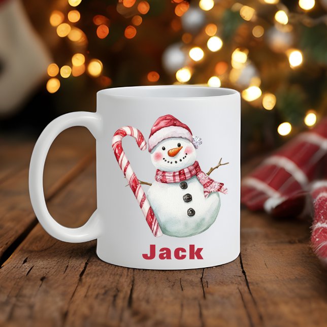 Caneca De Café Candy Cane Snowman Natal (Candy Cane Snowman Christmas Coffee Mug
)