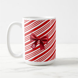 Caneca De Café Candy Cane Stripes Red Bow Festive Christmas 