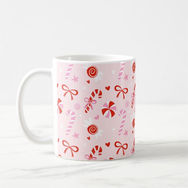 Caneca De Café Candy Hearts Pink Holiday Mug (Esquerda)