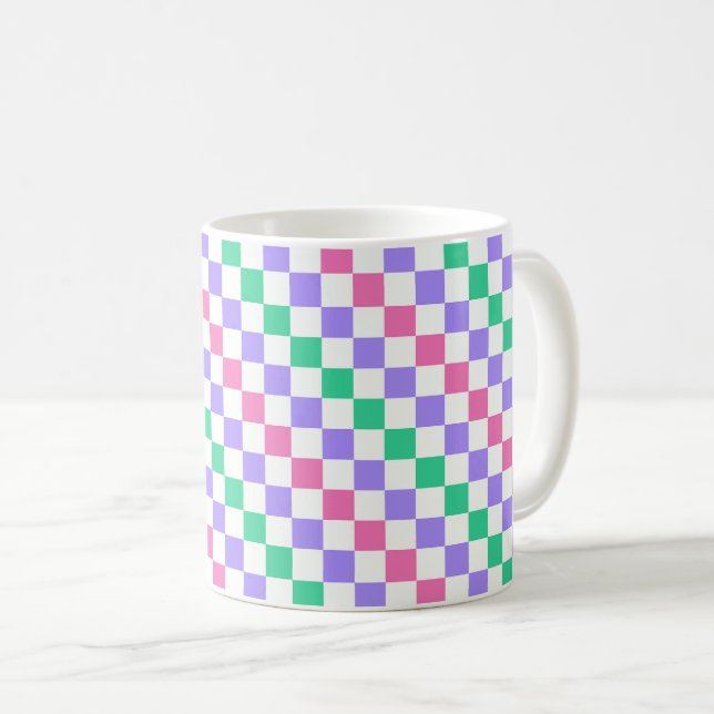 Caneca De Café Candy shop diagonal checkerboard pattern (Frente Esquerda)