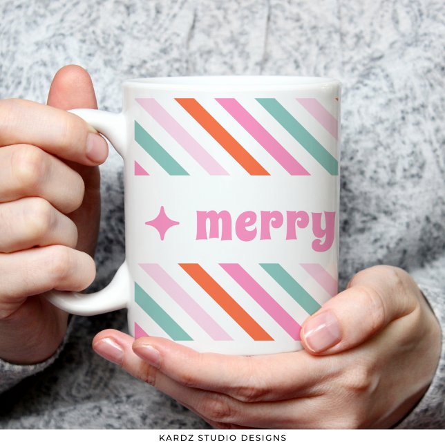 Caneca De Café Candy Stripes Holiday Coffee Mug (1 side of a 15-oz mug is shown in the image.)