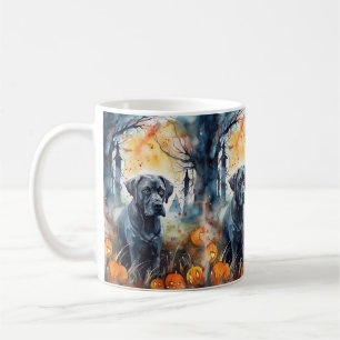 Caneca De Café Cane Corso de Halloween com Abóboras Assustadoras