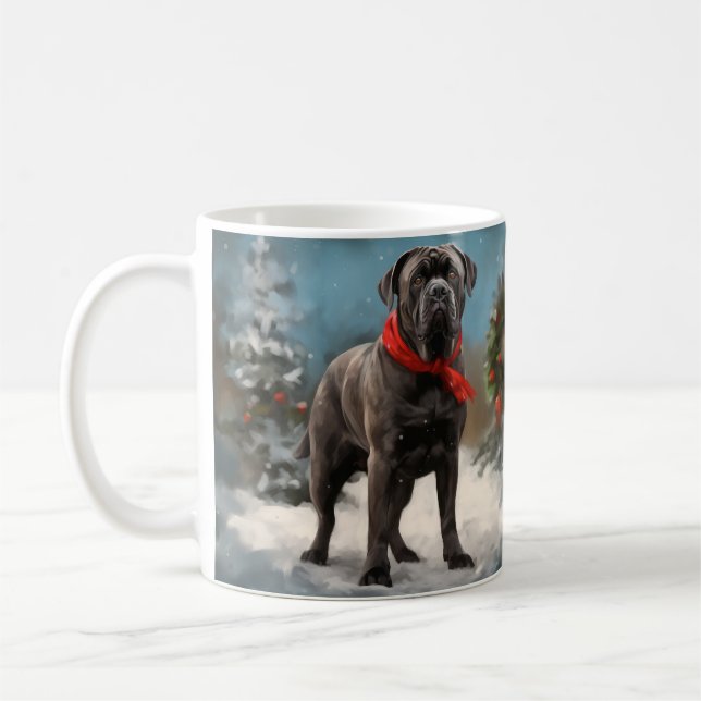 Caneca De Café Cane Corso no Natal da Neve (Esquerda)