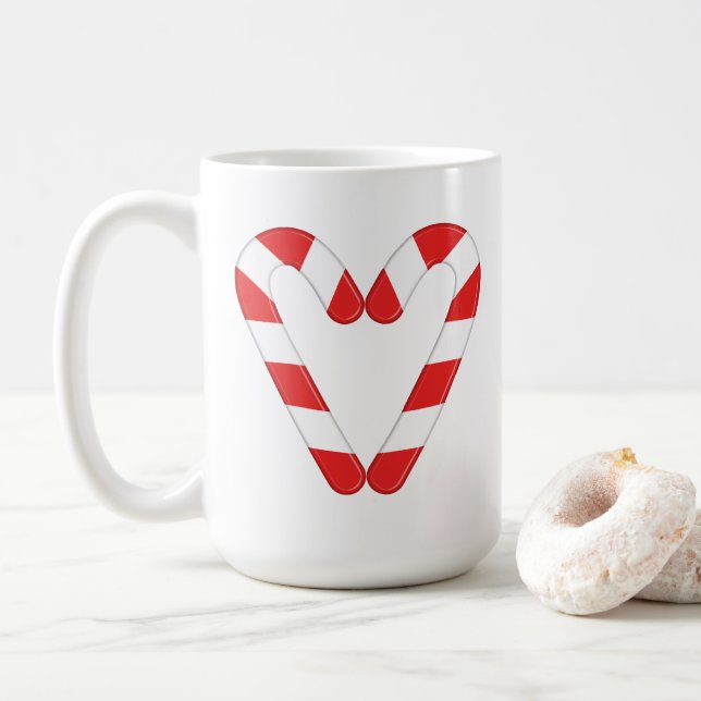 Caneca De Café Cane Heart Mug de Cane de Natal (Com Donut)