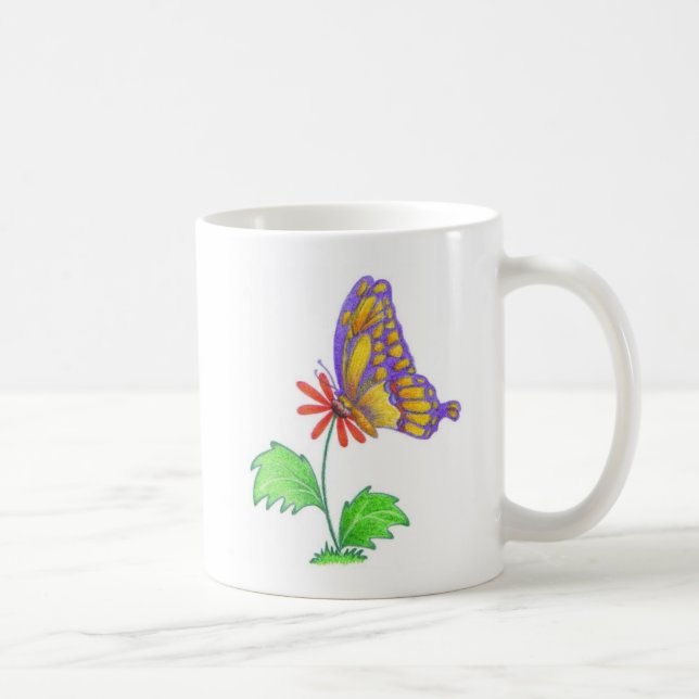 Caneca De Café "Caneca da borboleta violeta & Dourado" (Direita)