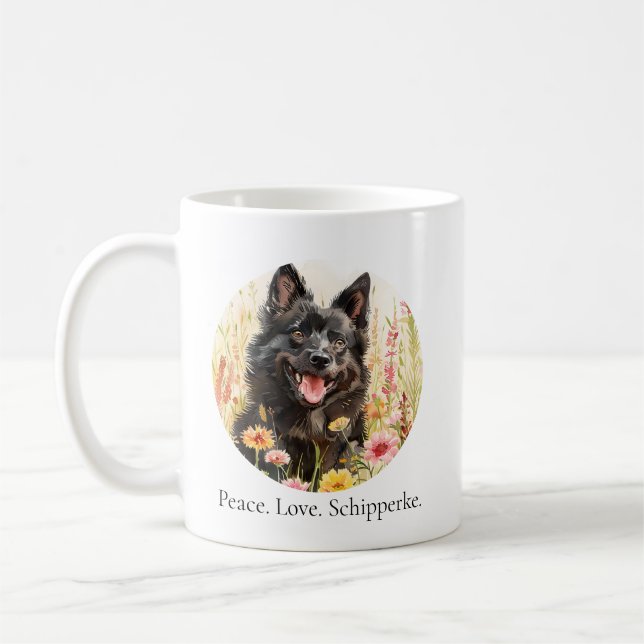 Caneca de Café – Caneca de Cachorro Schipperke Paz (Esquerda)