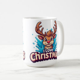 Caneca De Café 🎁Caneca de Café Eu Amo Natal Presente Rena ✨