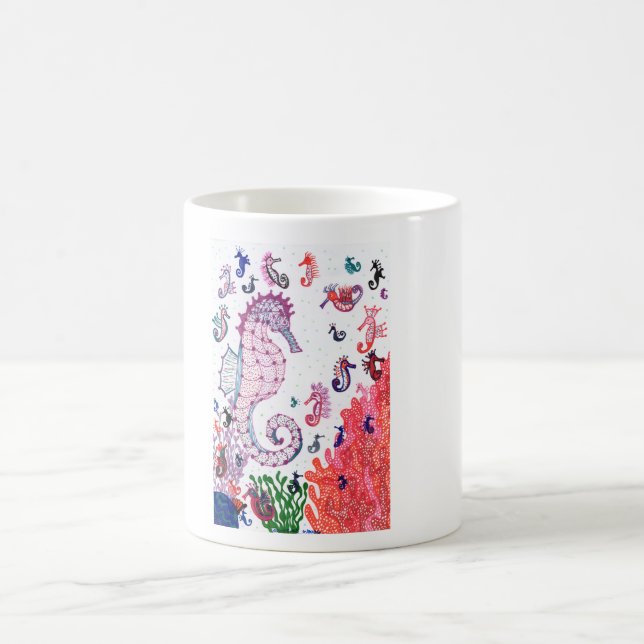 Caneca De Café Caneca. Desenho de cavalos-marinhos (Centro)