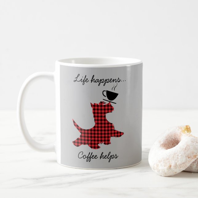 Caneca De Café Caneca Divertida Scottie Dog A Vida Acontece Café  (Com Donut)