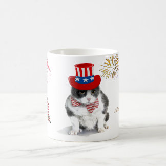 Caneca De Café caneca: Felix resoluto, o gato, no 4o julho