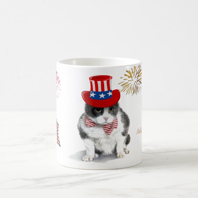 Caneca De Café caneca: Felix resoluto, o gato, no 4o julho (Centro)