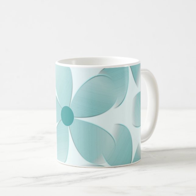 Caneca De Café Caneca. Padrão floral verde. (Frente Esquerda)