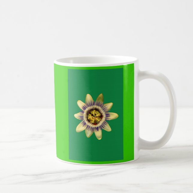 Caneca De Café Caneca, PASSION_FLOWERFLOWER. Fundo verde (Direita)