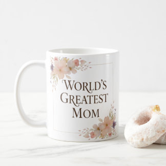 Caneca De Café Caneca World's Greatest Mom | Café floral em cerâm