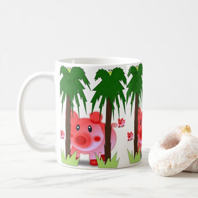 Caneca De Café canecas, suínos rosados (Com Donut)