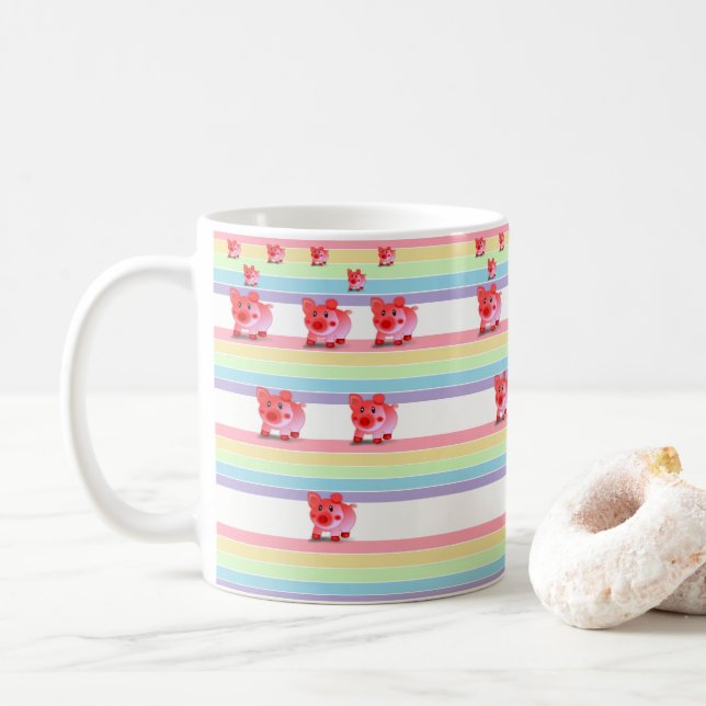 Caneca De Café canecas, suínos rosados (Com Donut)