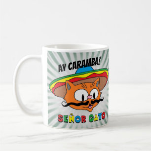 Caneca De Café Caneco de Café Senhor Gato Cartoon Cat Ay Caramba!