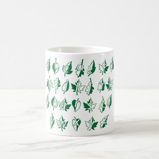 Caneca De Café Caneta Alfabética Verde (Criador carregado)