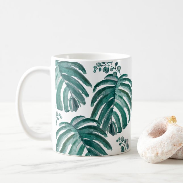 Caneca De Café Caneta Botânica Impressão de pintura tropical Mug  (Com Donut)