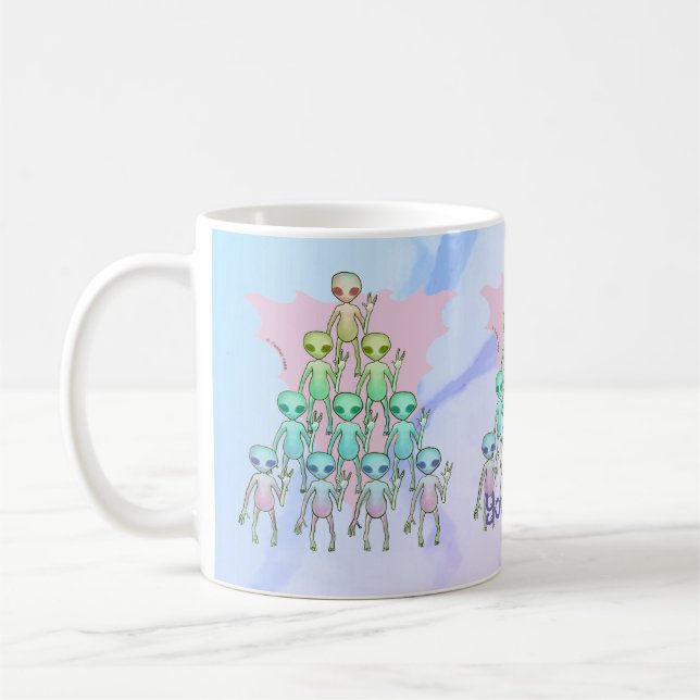 Caneca De Café Caneta de alienígena de Triângulo Rosa (Esquerda)