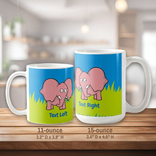 Caneca De Café Caneta de café de desenho de elefante rosa
