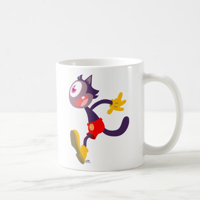 Caneca De Café Caneta de desenho de gato monocular (Direita)