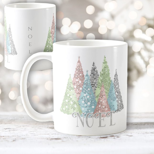 Caneca De Café Caneta de Nome Personalizado do Glam Elegante da Á (Christmas Tree Elegant Glam Custom Name mug)