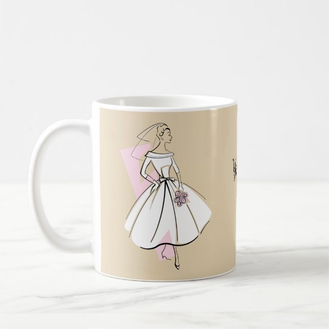 Caneca De Café Caneta de Texto Neutro da Noiva da Moda (Esquerda)
