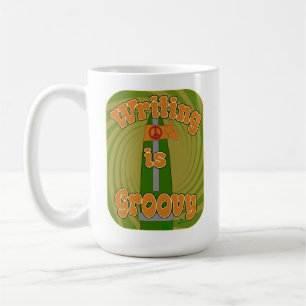 Caneca De Café Caneta Hippie Groovy Divertida Estilo de Escritor
