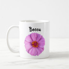 Caneca De Café Caneta Personalizada de Flor de Zinnia Rosa Elegan