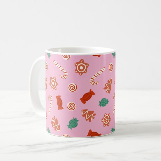 Caneca De Café Canetas de Natal - rosa (Frente Esquerda)