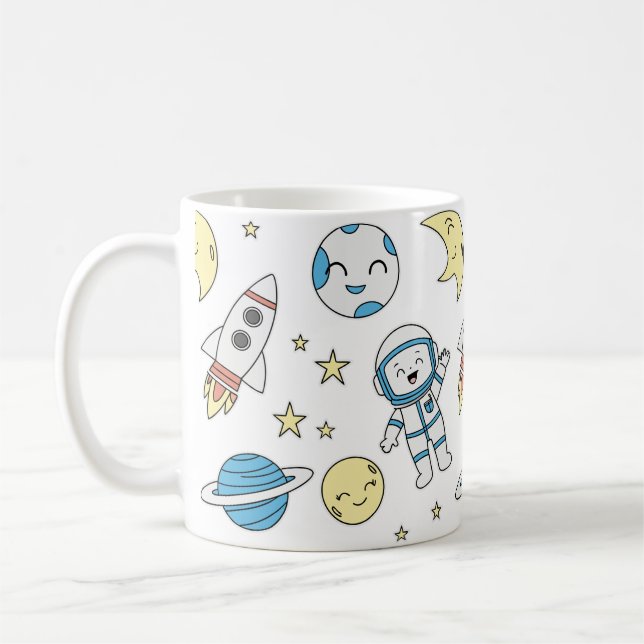 Caneca De Café Canhão de Cartoons de Aventura Espacial (Esquerda)