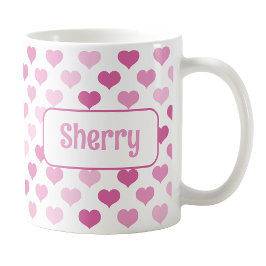 Caneca De Café Canhão de Corações Rosa Personalizado