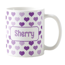 Caneca De Café Canhão de Corações Roxos Personalizado