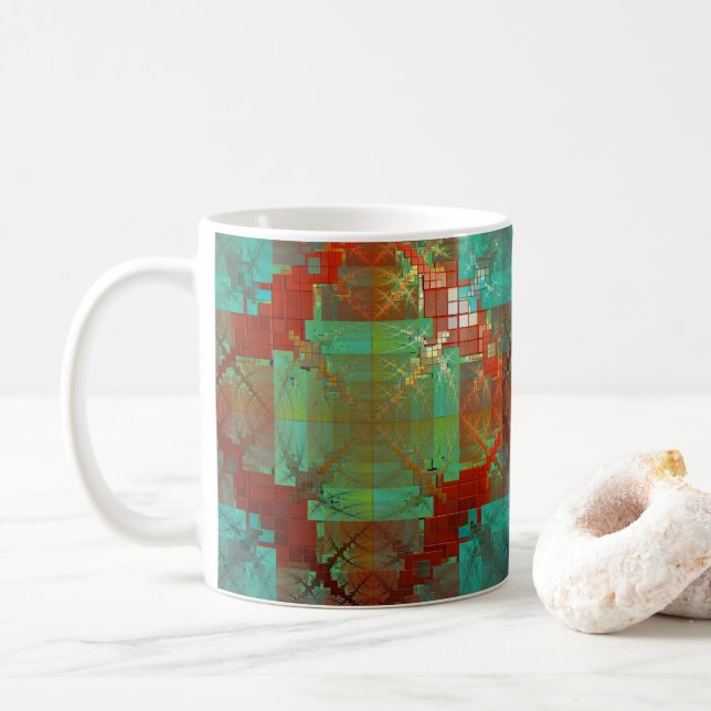 Caneca De Café Canhão de fusão cromática vermelha e verde (Com Donut)