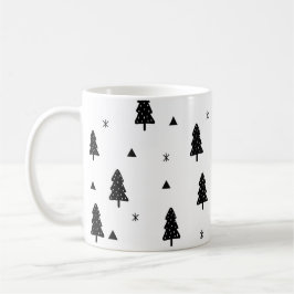 Caneca De Café Canhão de Natal preto e branco moderno