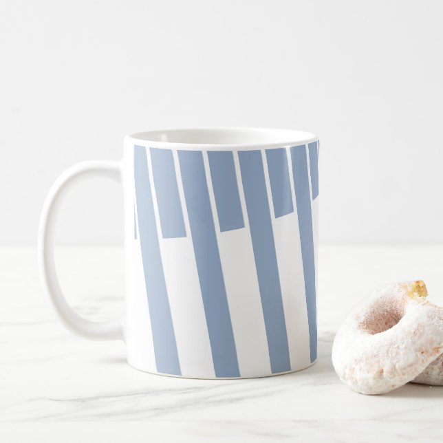Caneca De Café Canhão de Stripe Azul e Branco (Com Donut)