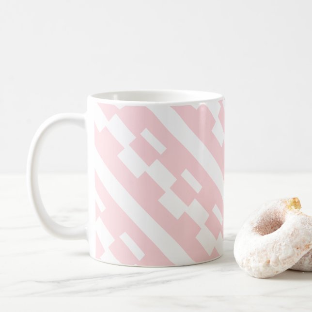Caneca De Café Canhão de Stripe Rosa e Branco (Com Donut)