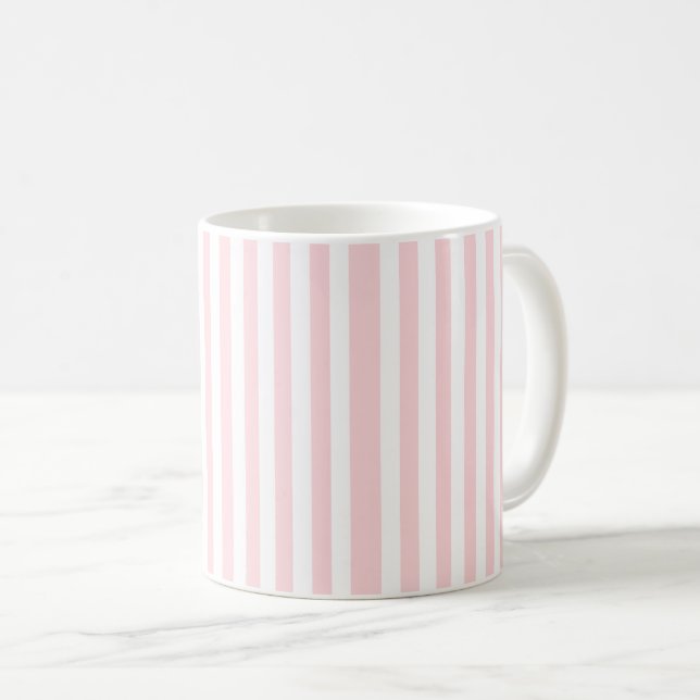 Caneca De Café Canhão de Stripe Rosa e Branco (Frente Esquerda)