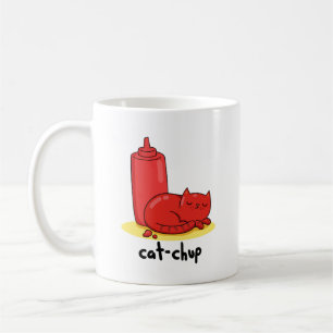 Caneca De Café Canhoto de Gato de Gato-Chup Vermelho Cinto