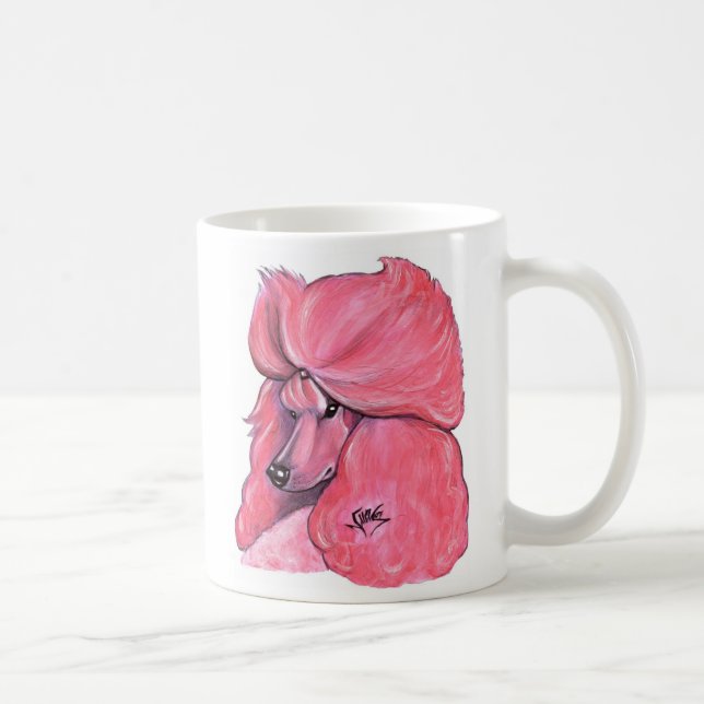 Caneca De Café Caniche padrão cor-de-rosa (Direita)