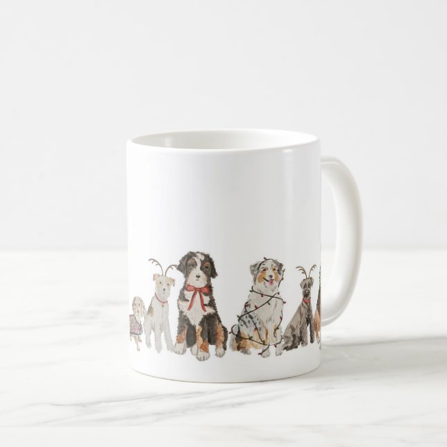 Caneca De Café Canina de Natal (Frente Esquerda)